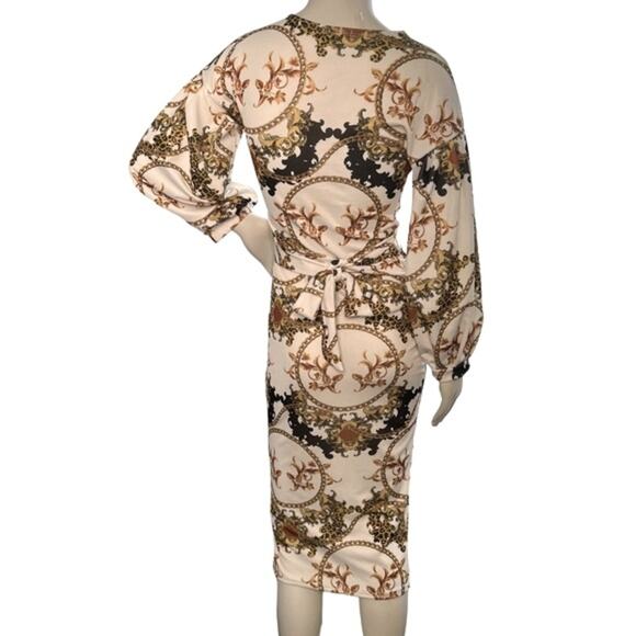 Boohoo Chain Print Midi Bodycon Dress 6 - Picture 12 of 16